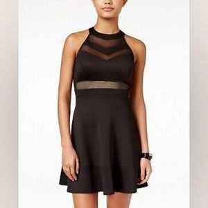 Emerald Sundae Black Chevron High-Neck Mesh Dress Size S